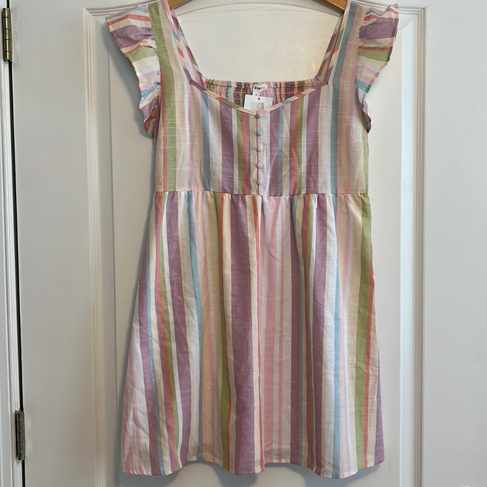 NWT Blu Pepper Ruffle Strap Striped Dress